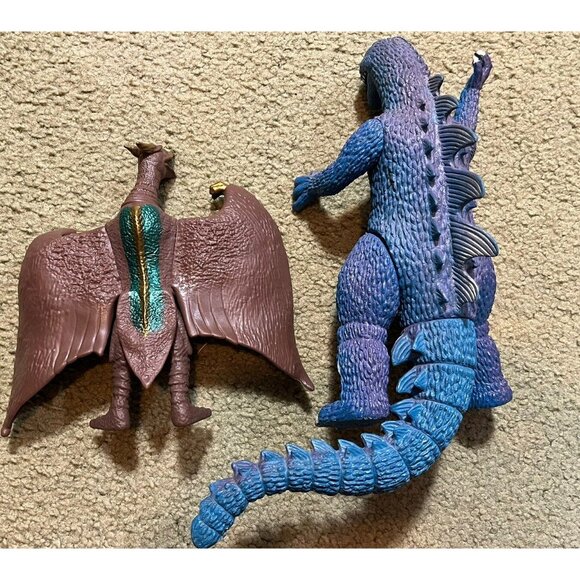 2 Vintage Imperial Godzilla 9” Blue Hard Rubber Action Figure & 2020 Rodan Lot - Picture 7 of 7